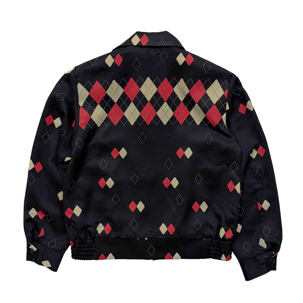 DRY BONES BORDER ARGYLE GABARDINE JACKET - BLACK