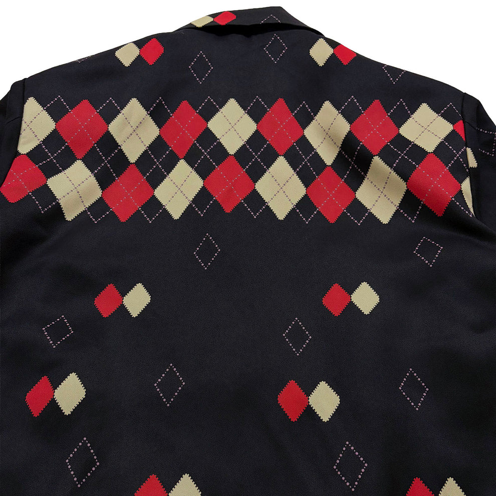 DRY BONES BORDER ARGYLE GABARDINE JACKET - BLACK