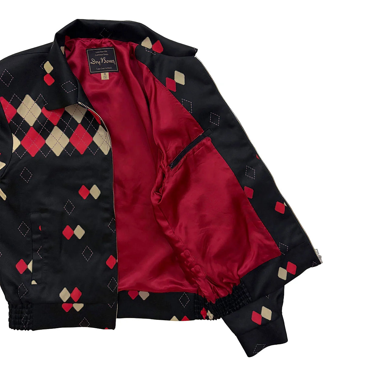 DRY BONES BORDER ARGYLE GABARDINE JACKET - BLACK