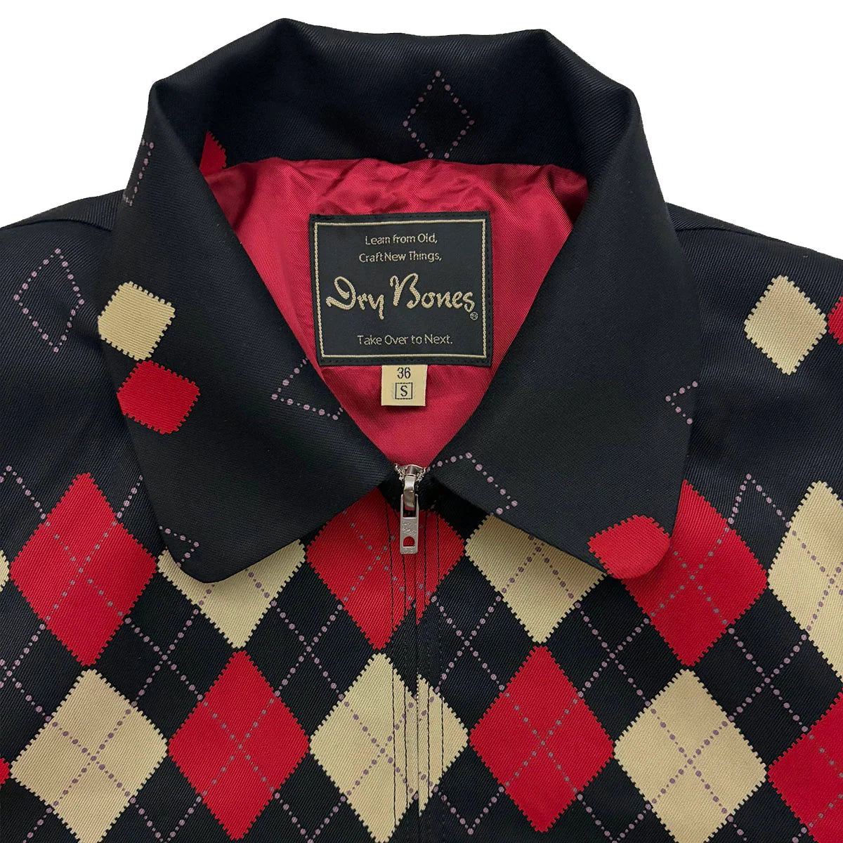 DRY BONES BORDER ARGYLE GABARDINE JACKET - BLACK