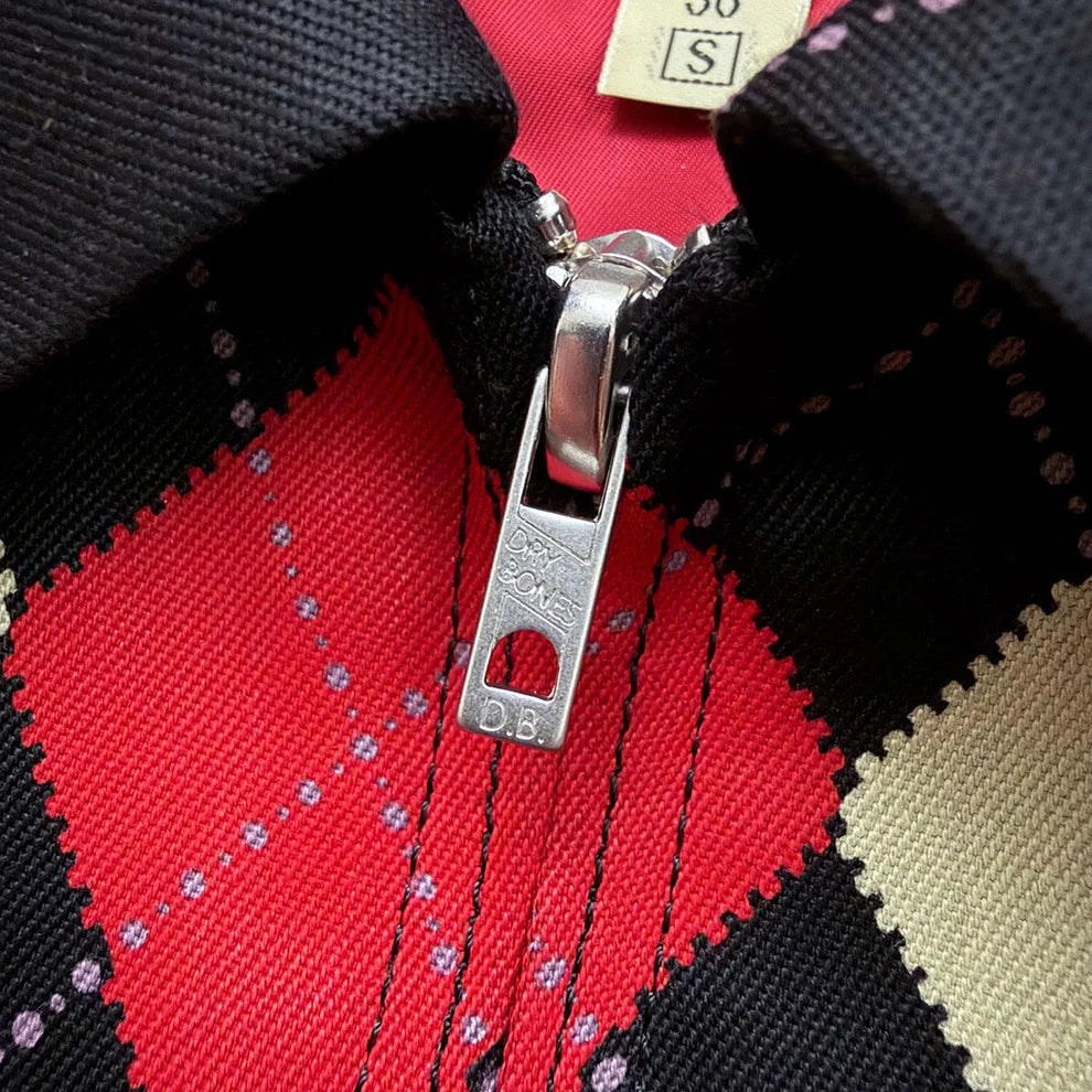 DRY BONES BORDER ARGYLE GABARDINE JACKET - BLACK