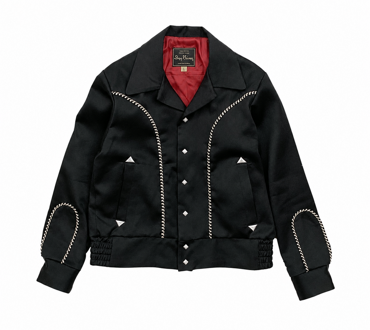 DRY BONES WESTERN STYLE SATIN JACKET - BLACK