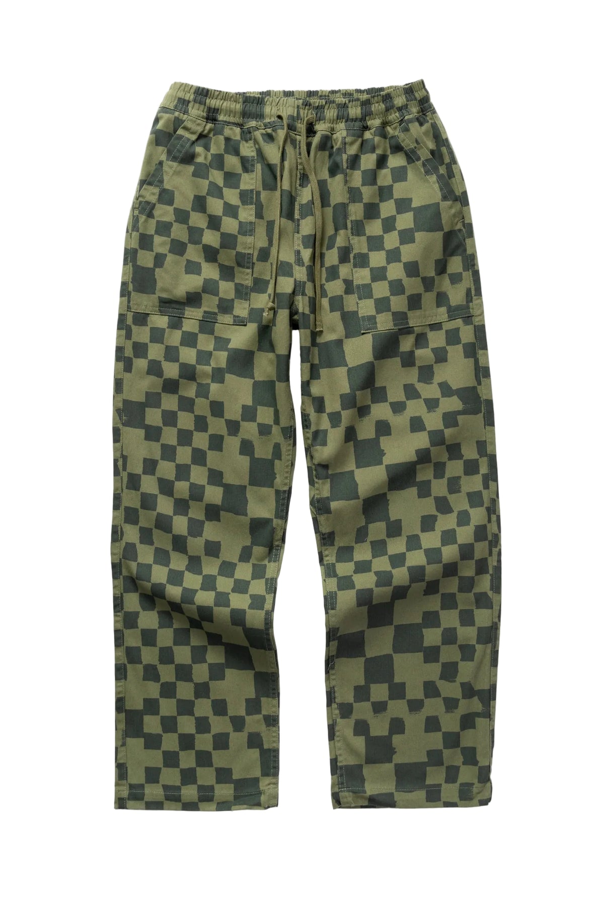 Service Works Drill Printed Chef Pant — Olive Checker — front view