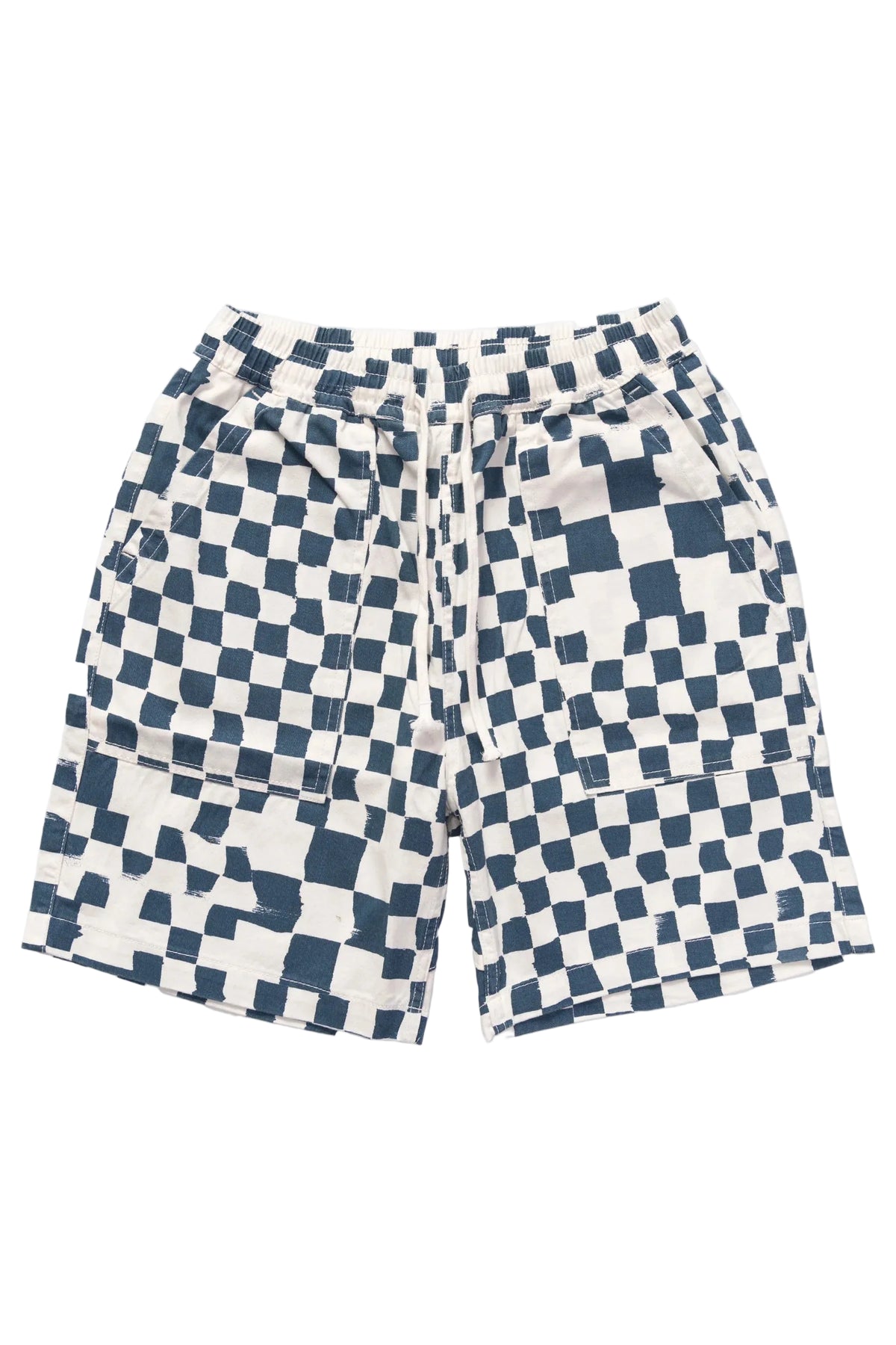 Service Works Drill Printed Chef Short — Teal Checker — front view