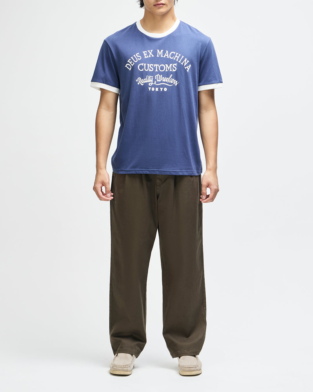 DEUS EX MACHINA MARSDEN RINGER TEE - MECHANIC BLUE