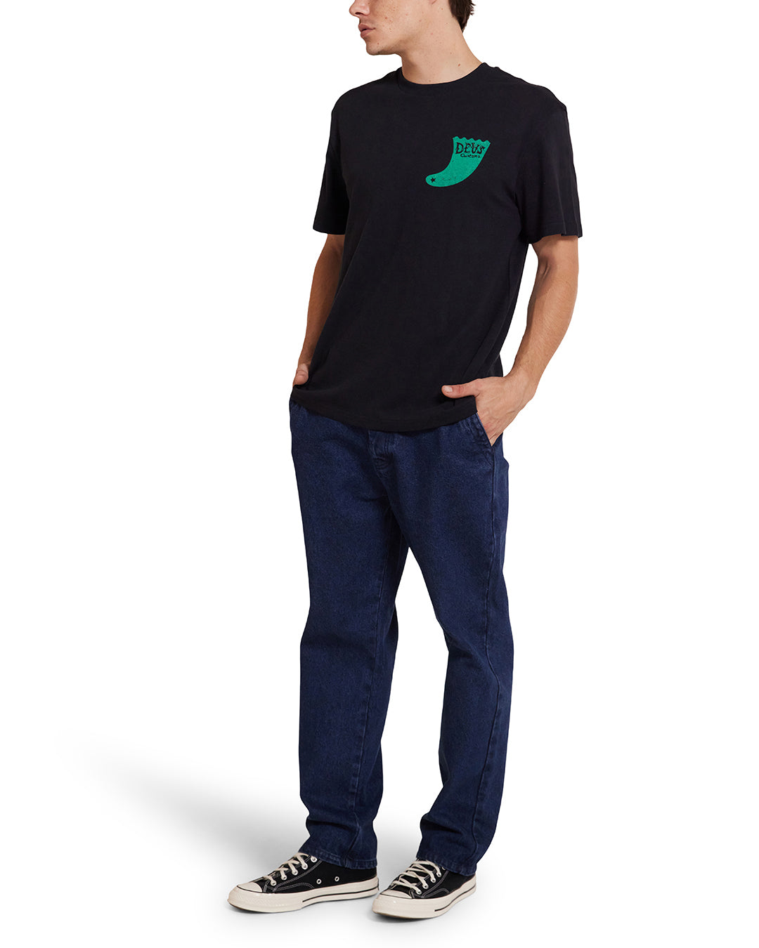 DEUS EX MACHINA SINGLE FIN TEE - BLACK