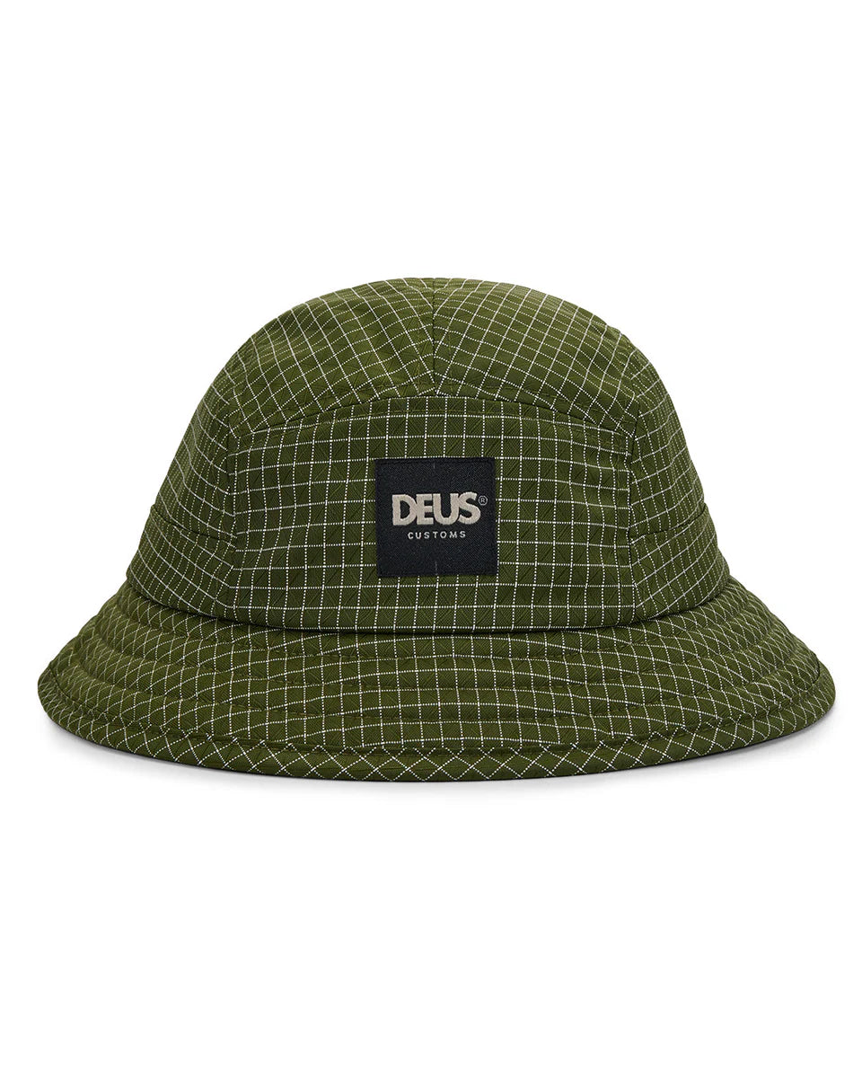 Deus Detours Bucket Hat — Pine Green — front view