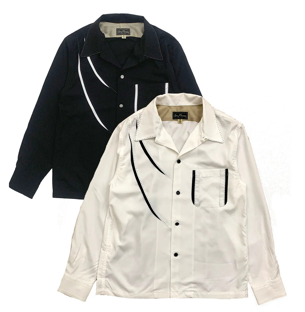Dry Bones Shark Gill Open Shirt — Black — view 2