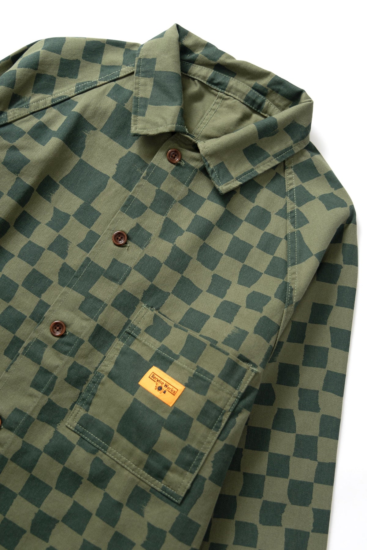 Service Works Drill Printed Foh Jacket — Olive Checker — view 3
