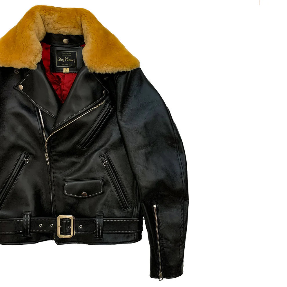 Dry Bones Horse Hide Motorcycle Jacket — Black — view 7
