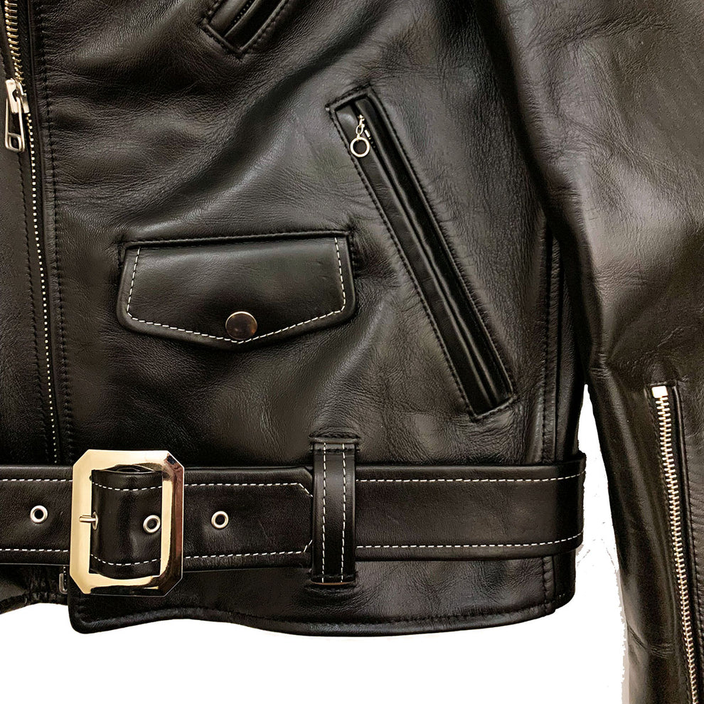 Dry Bones Horse Hide Motorcycle Jacket — Black — view 9