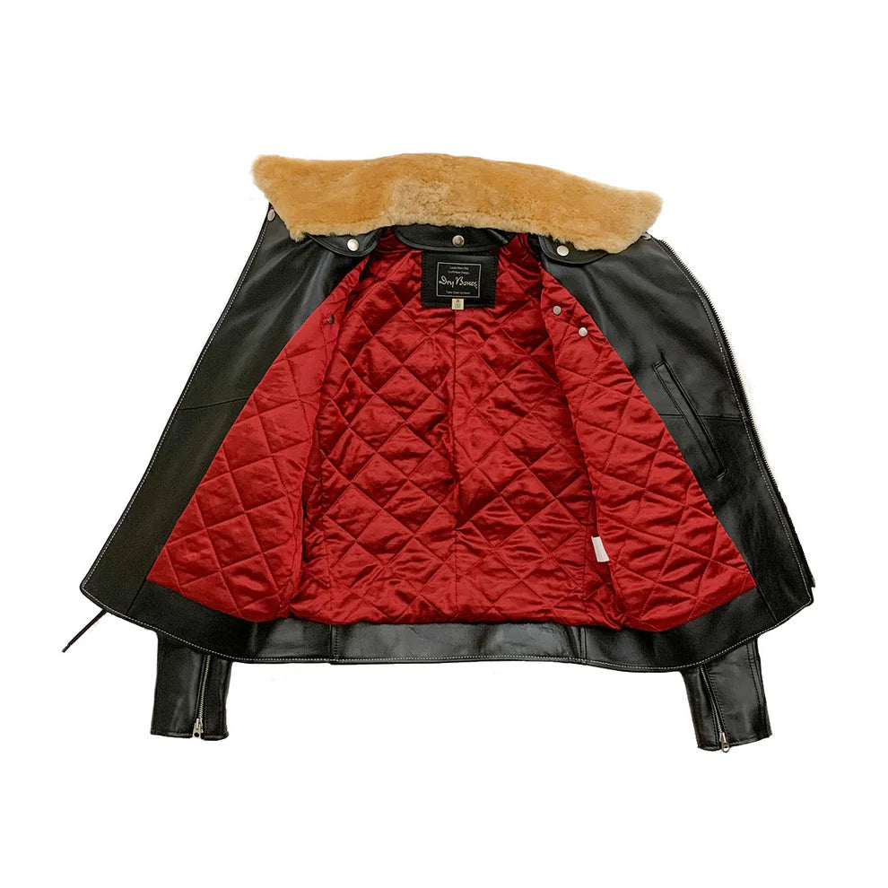 Dry Bones Horse Hide Motorcycle Jacket — Black — view 6