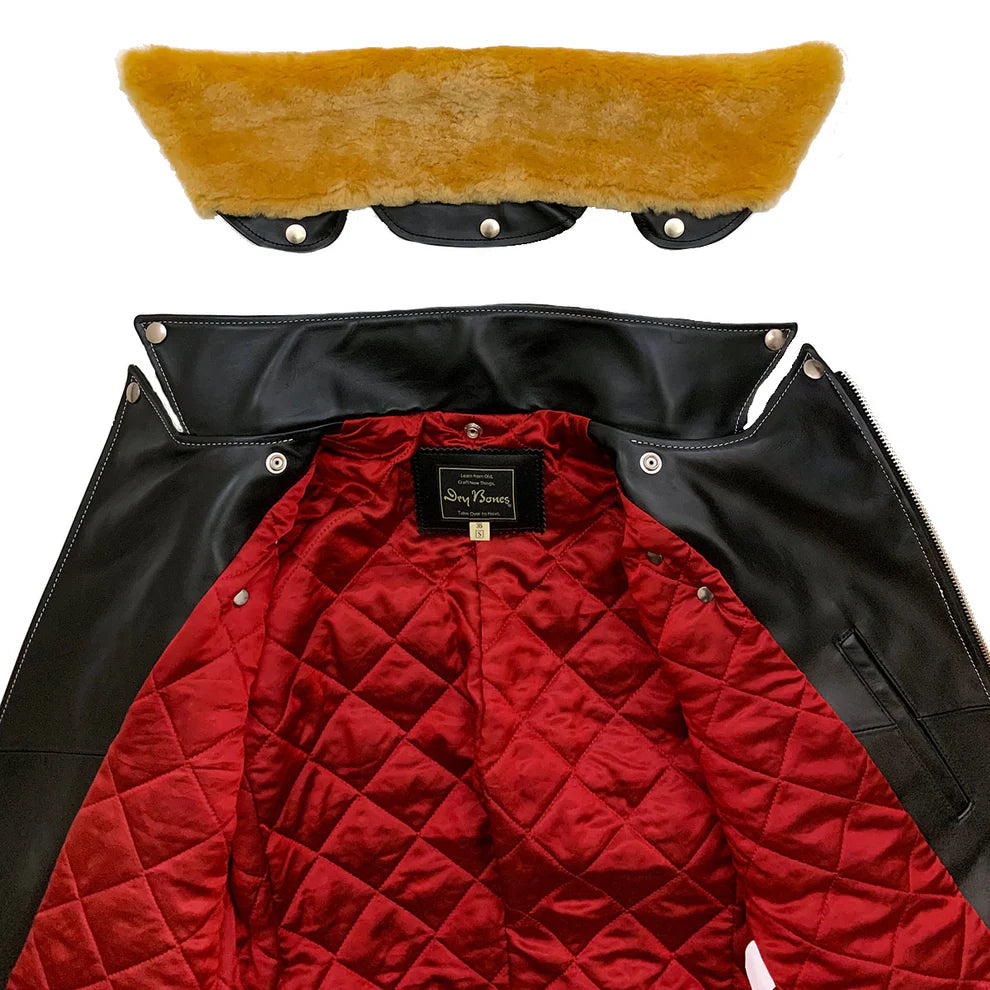 Dry Bones Horse Hide Motorcycle Jacket — Black — view 5