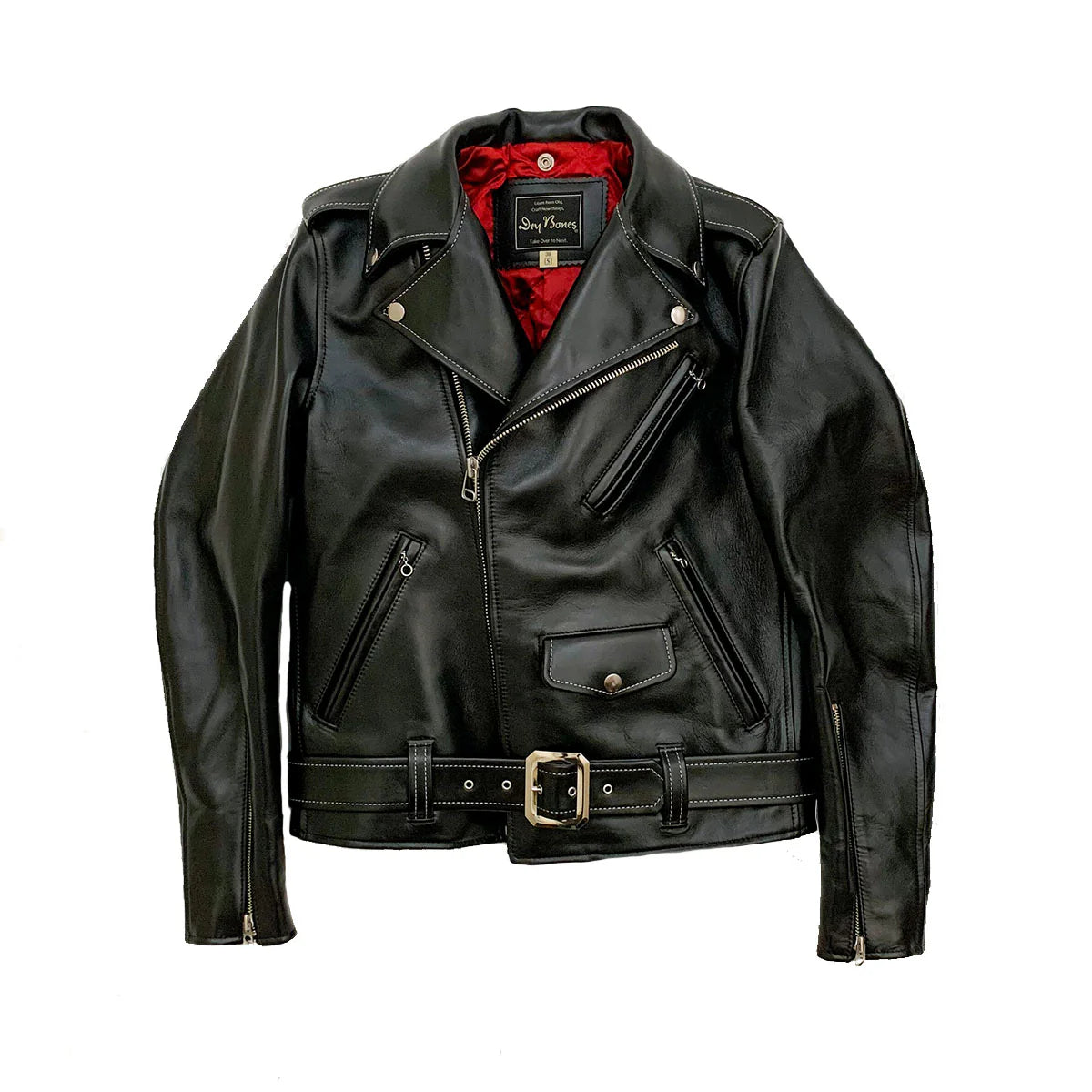 Dry Bones Horse Hide Motorcycle Jacket — Black — view 2