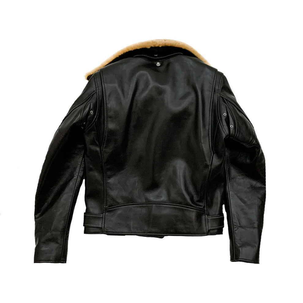 Dry Bones Horse Hide Motorcycle Jacket — Black — view 3