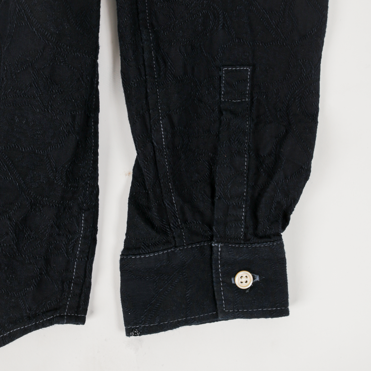 Graph Zero Pleated Dreess Long Sleeve Shirt — Paisley Indigo — view 5