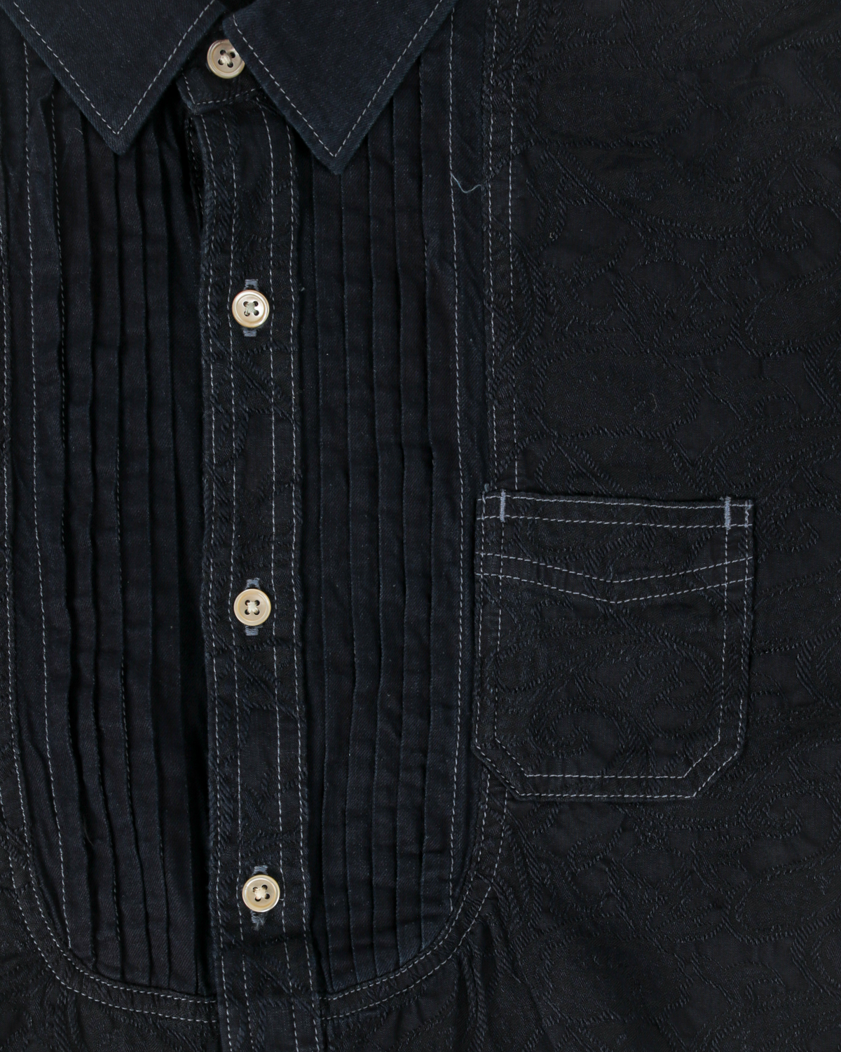Graph Zero Pleated Dreess Long Sleeve Shirt — Paisley Indigo — view 6