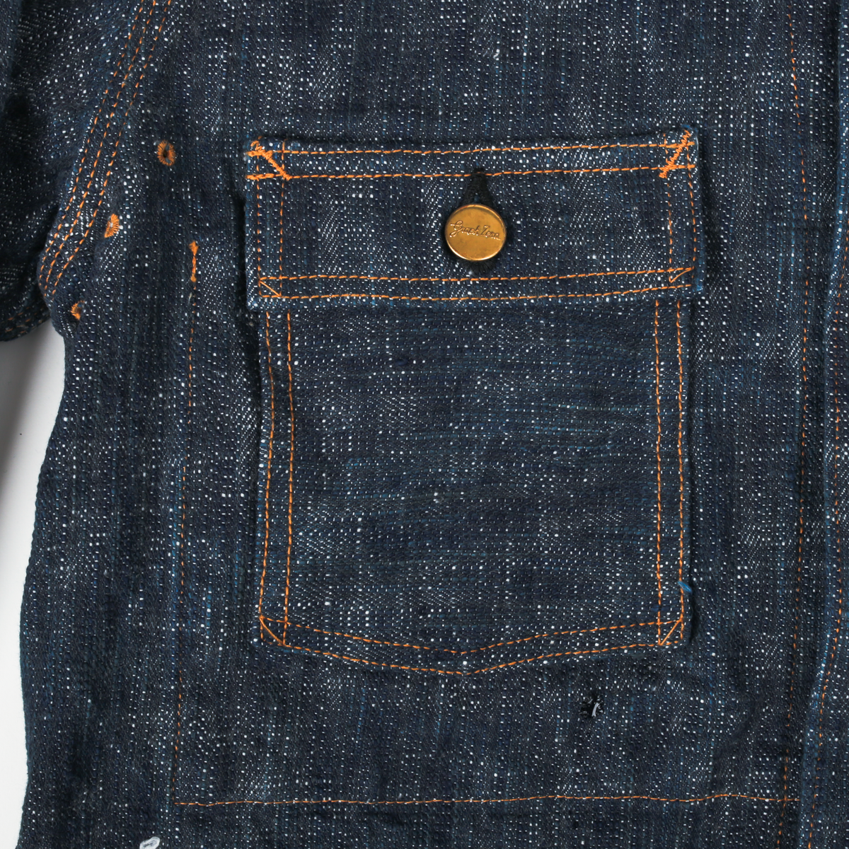 Graph Zero Coverall Jacket Skein Dyeing Denim — Green Indigo — view 3