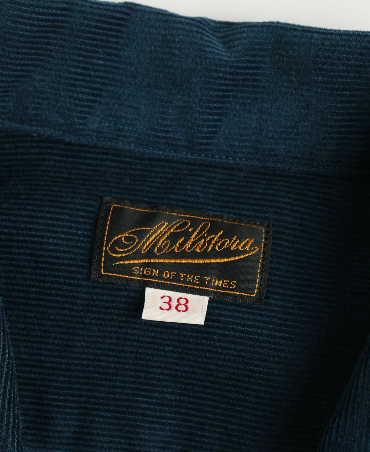 MILITORA LOT 220 CORDUROY OPEN COLLAR SHIRT - INDIGO