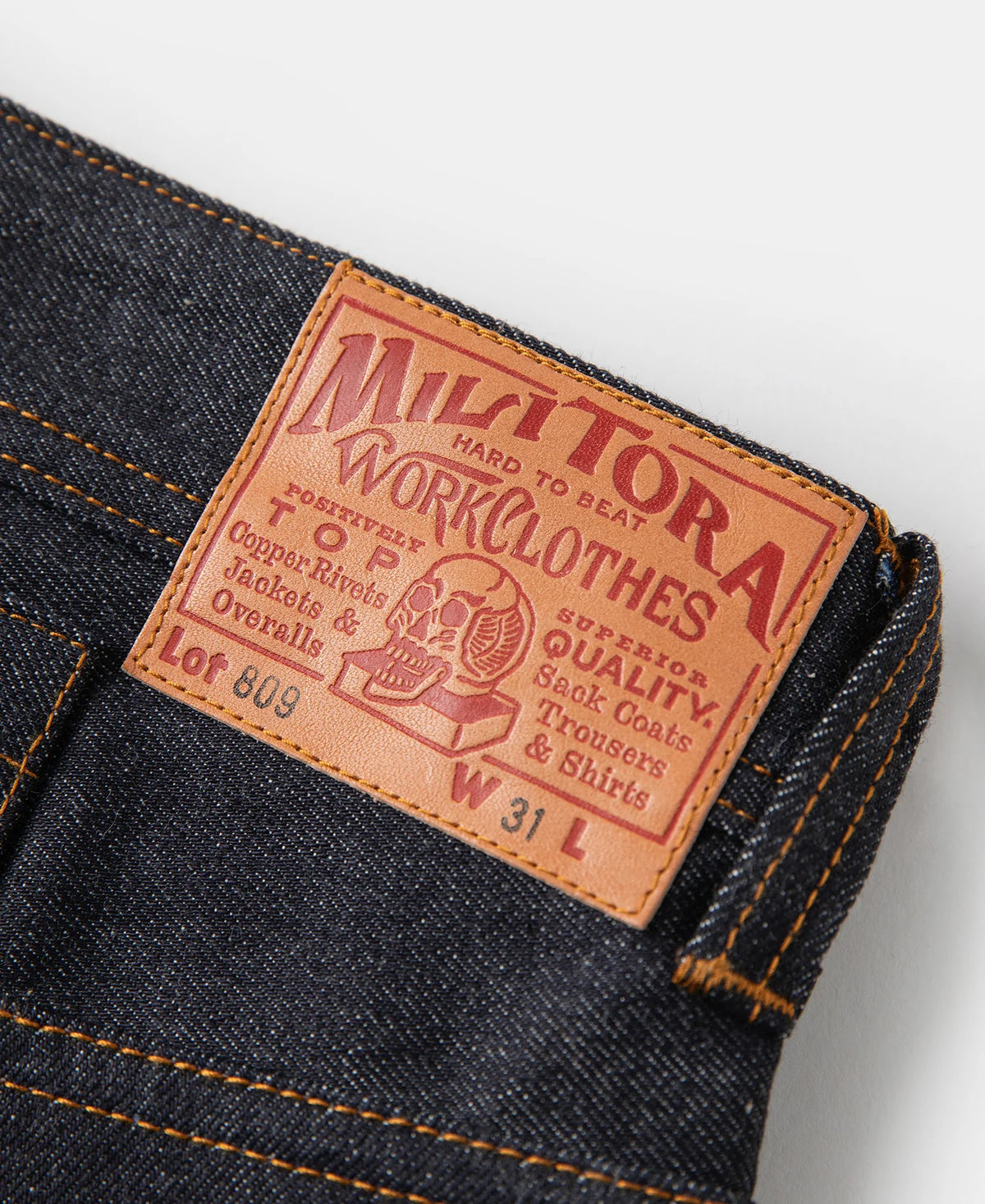MILITORA LOT 809 1940S WIDE-LEG SELVEDGE DENIM TROUSERS