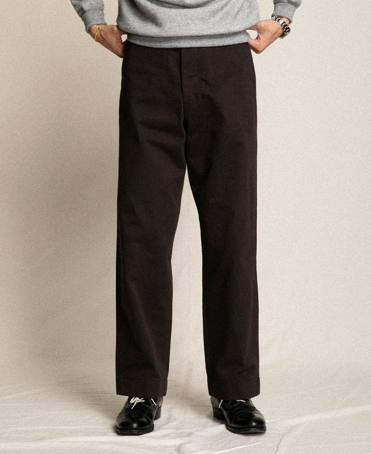 MILITORA LOT 833 1950S HEAVYWEIGHT WIDE MILITARY TROUSERS - COFFEE