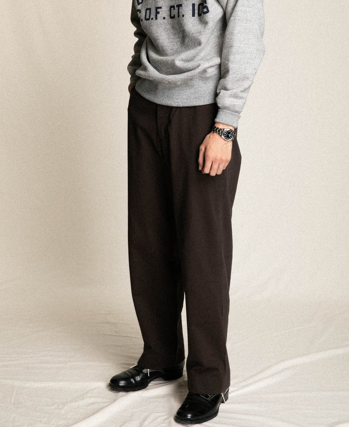 MILITORA LOT 833 1950S HEAVYWEIGHT WIDE MILITARY TROUSERS - COFFEE