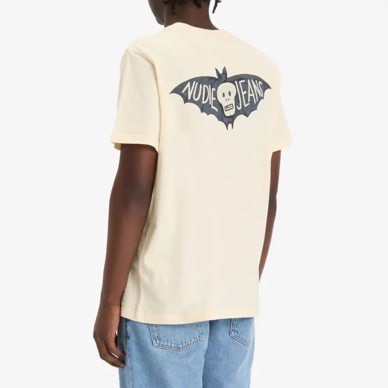 Nudie Jeans Roy The Bat T-Shirt — Ecru — view 3