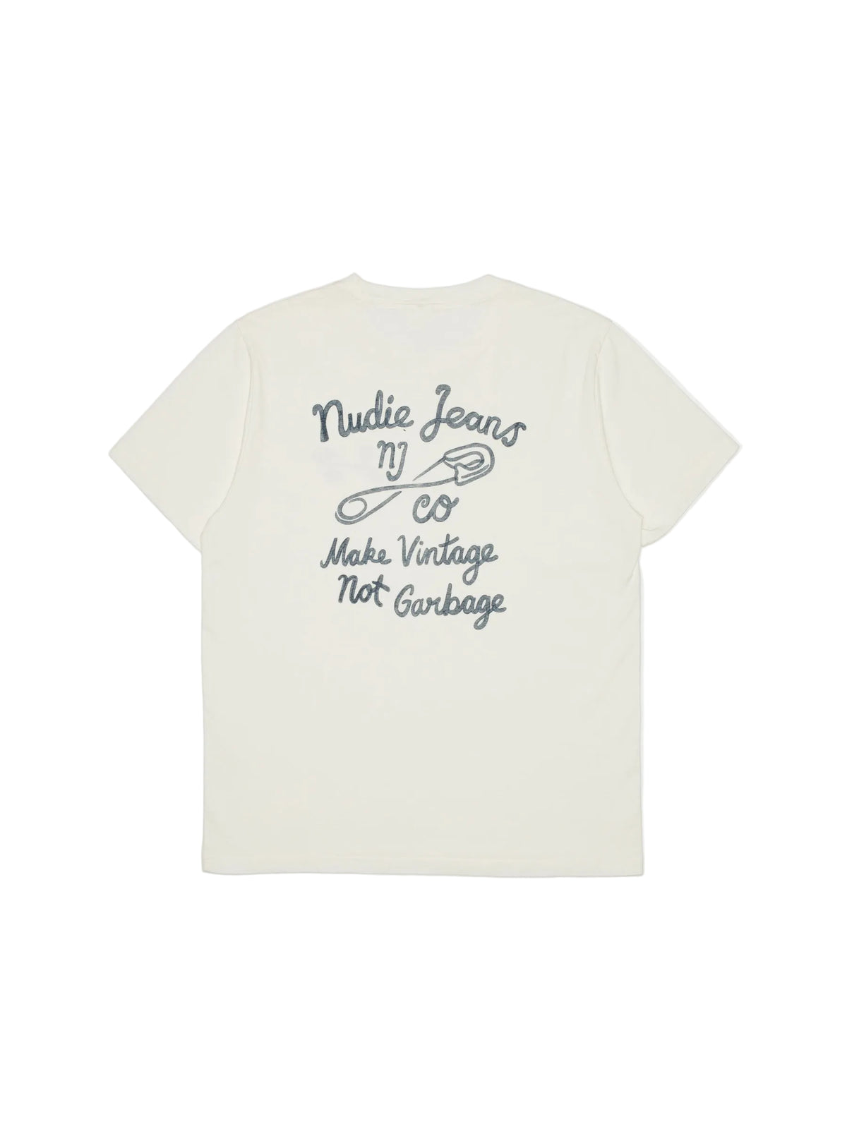 NUDIE JEANS ROY T-SHIRT NJCO PIN - CHALK WHITE