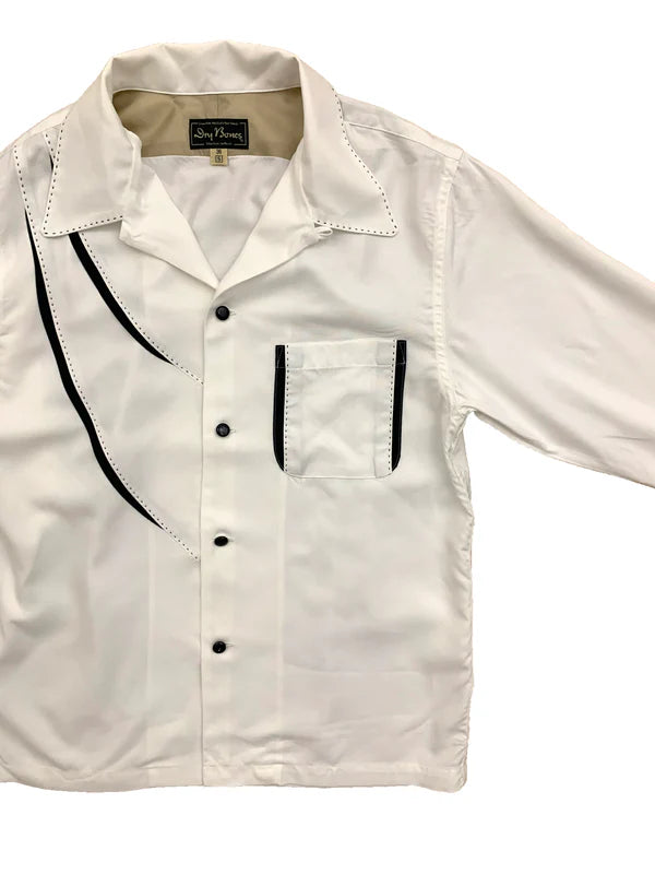 Dry Bone Shark Gill Open Shirt — Off White — view 3