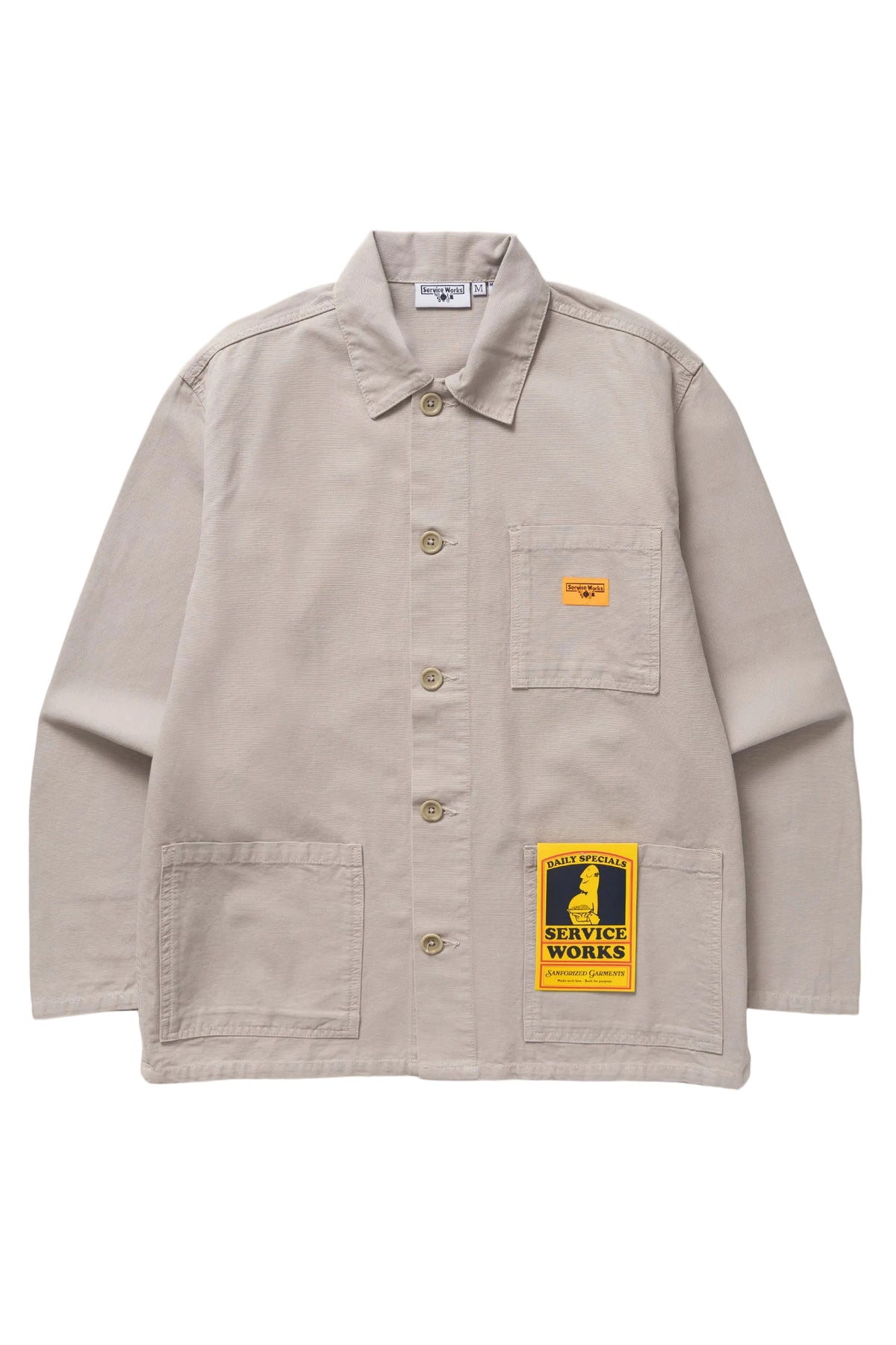 Service Works Canvas Coverall Jacket — Stone — front view