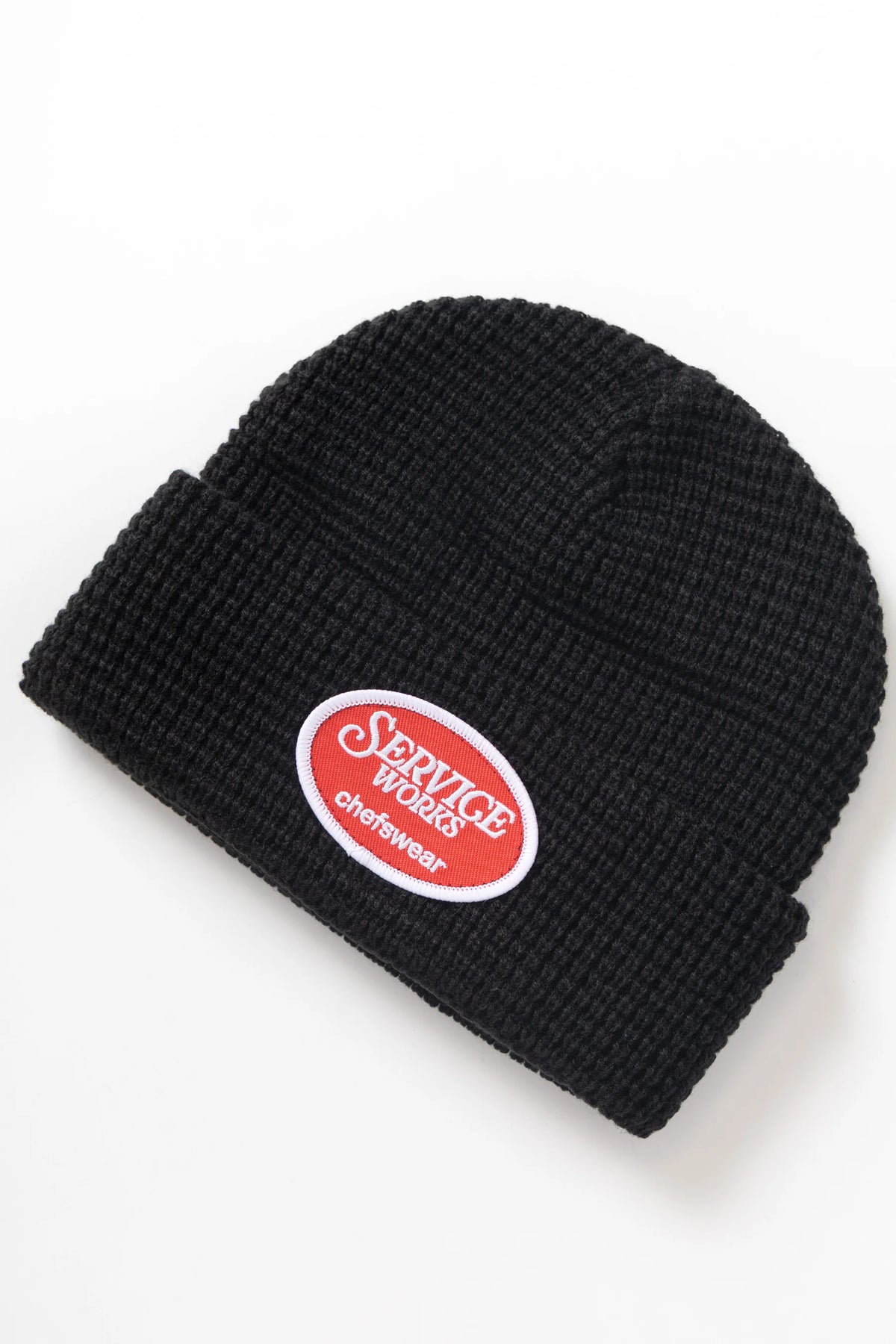 Service Works Waffle Patch Beanie — Black — view 2