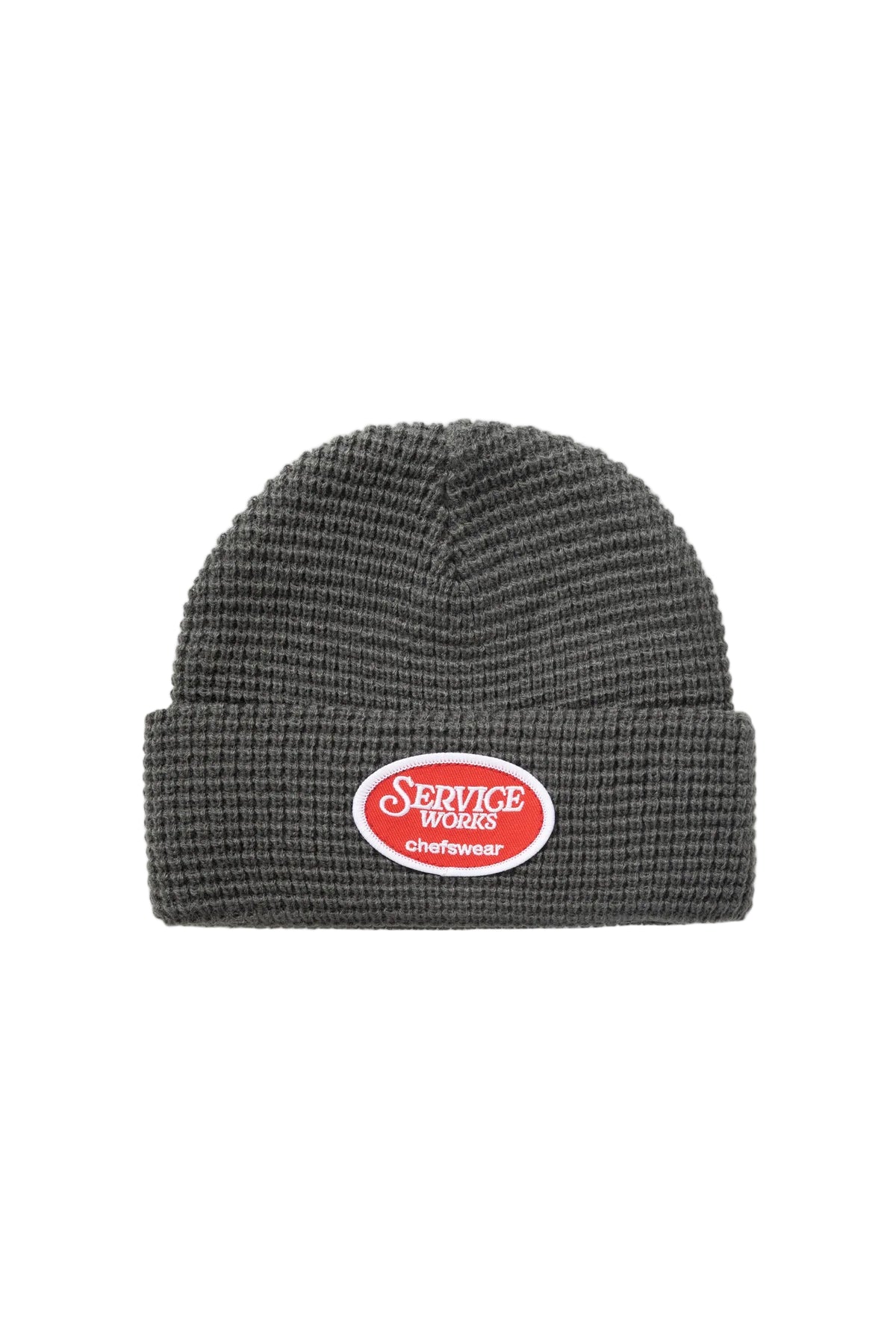 Service Works Waffle Patch Beanie — Grey — front view