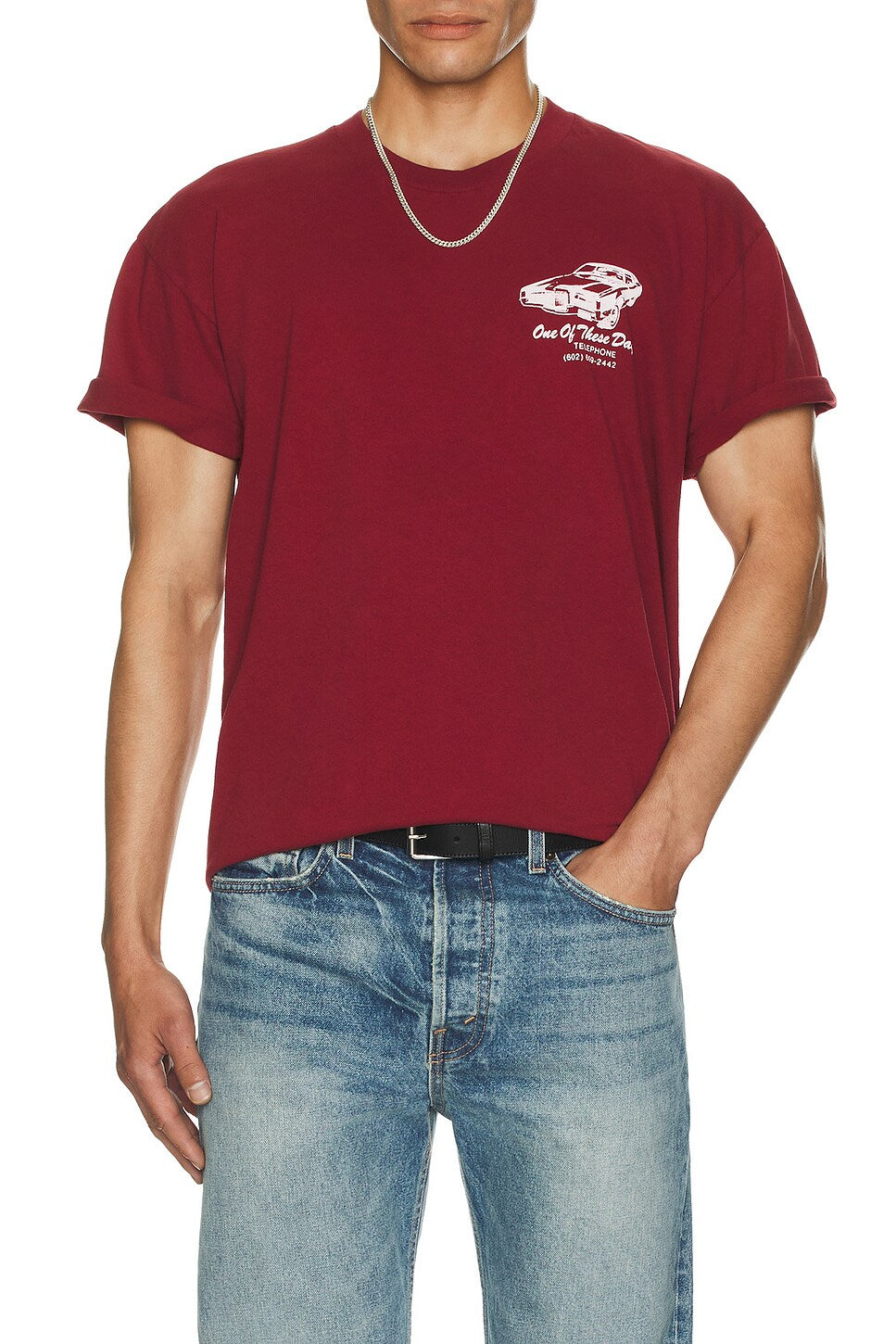 One Of These Days Tire Service Tee — Washed Burgundy — view 3