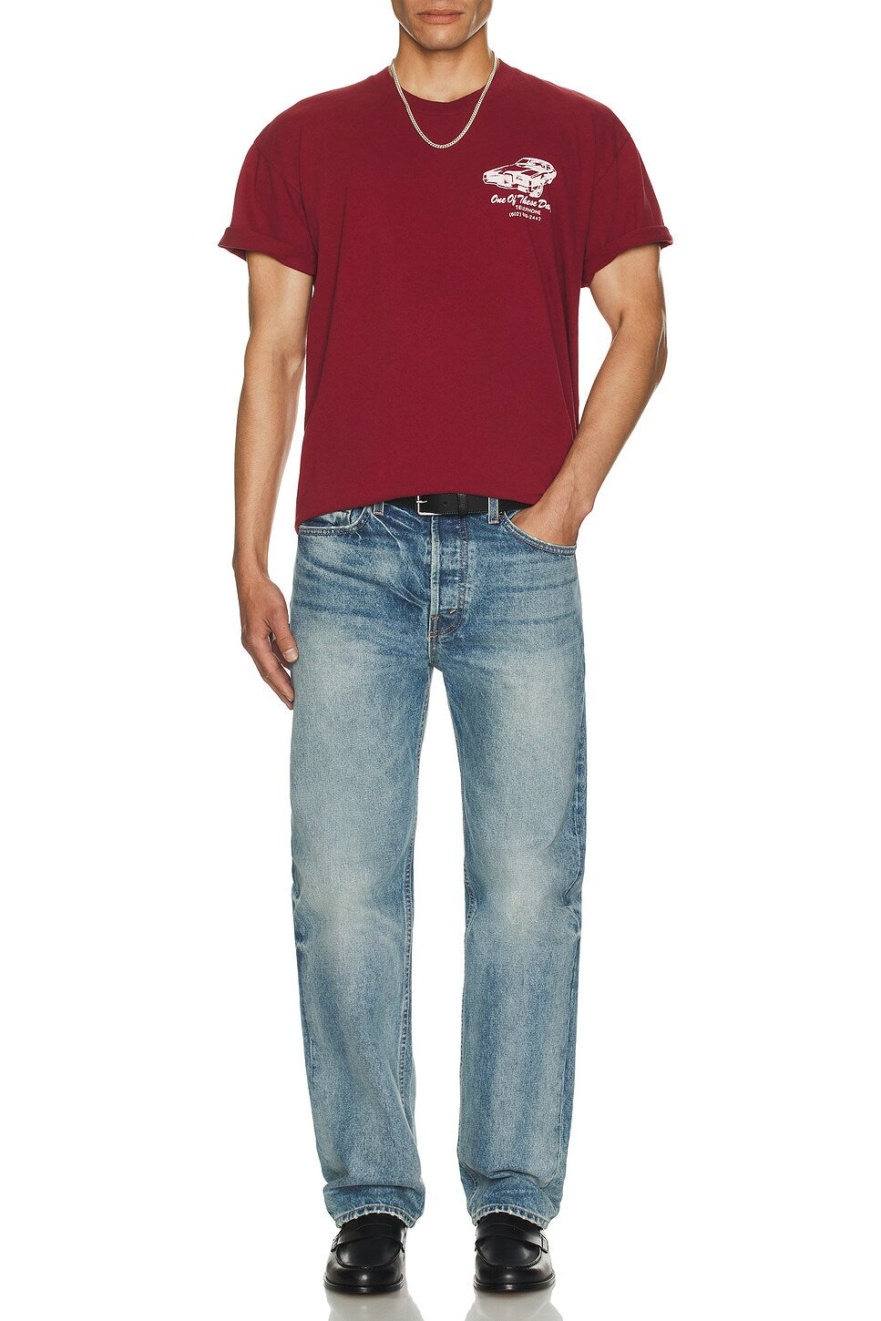 One Of These Days Tire Service Tee — Washed Burgundy — view 4