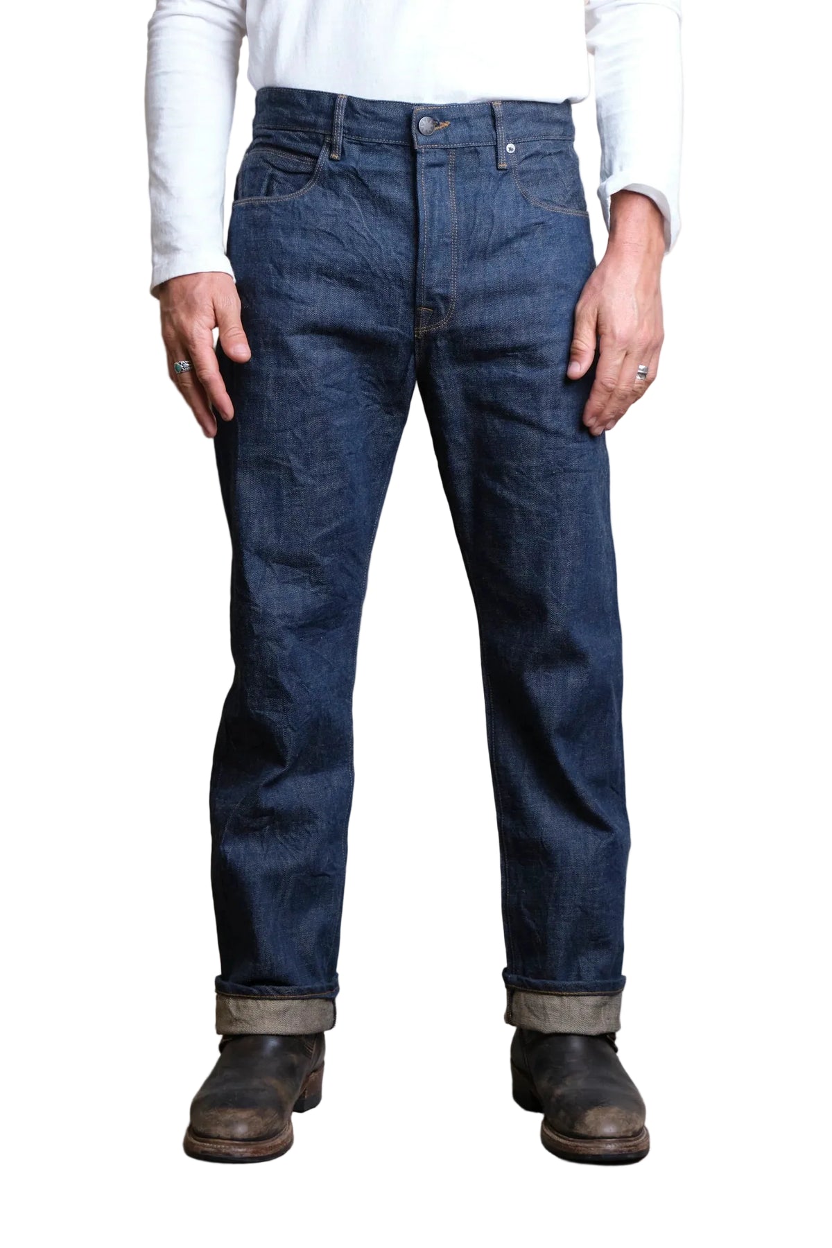 Freenote Belford Straight Cut 13 Ounce — Natural Rinsed Denim — front view