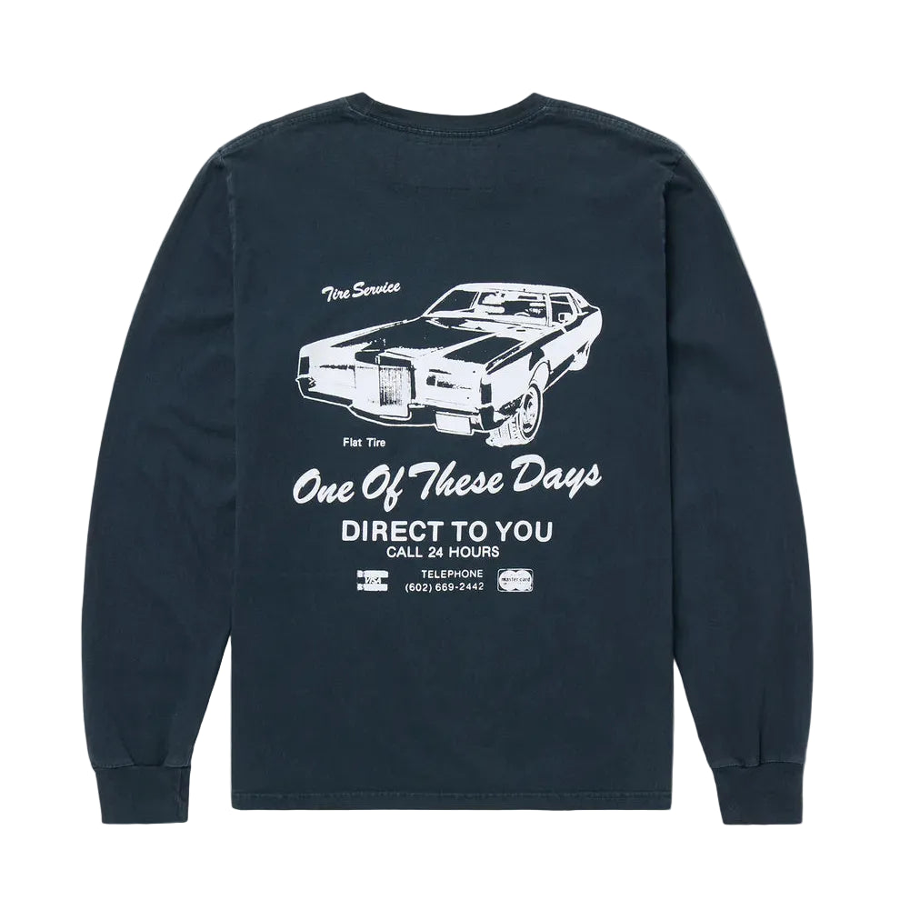 One Of These Days Tire Service Long Sleeve Tee — Washed Black — view 2