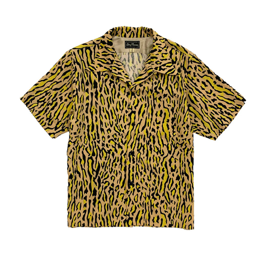 Dry Bones Short Sleeve Open Shirt Vincents Leo — Beige — front view