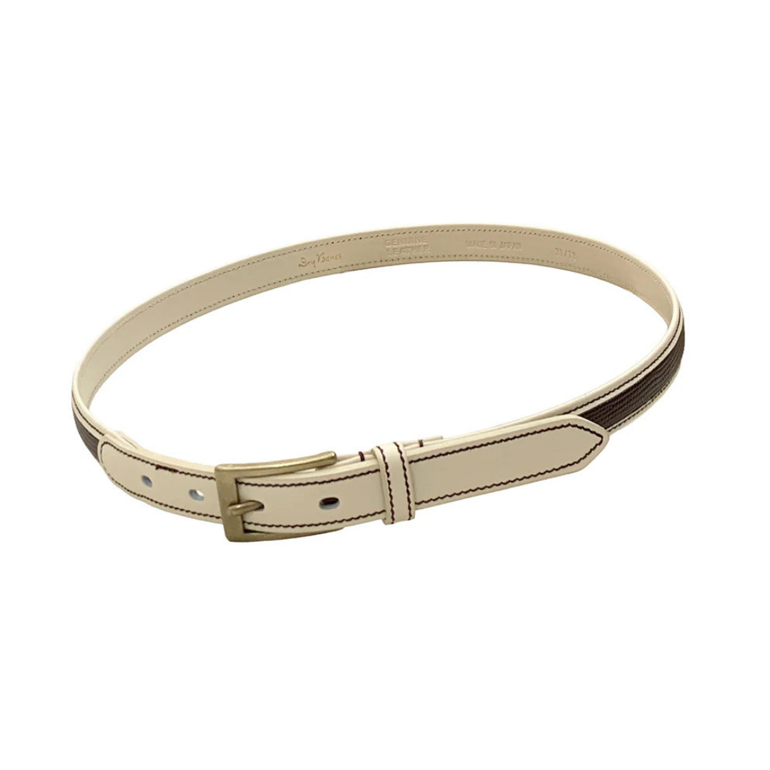 Dry Bones Lizard Emboss Belt — White/Brown — front view