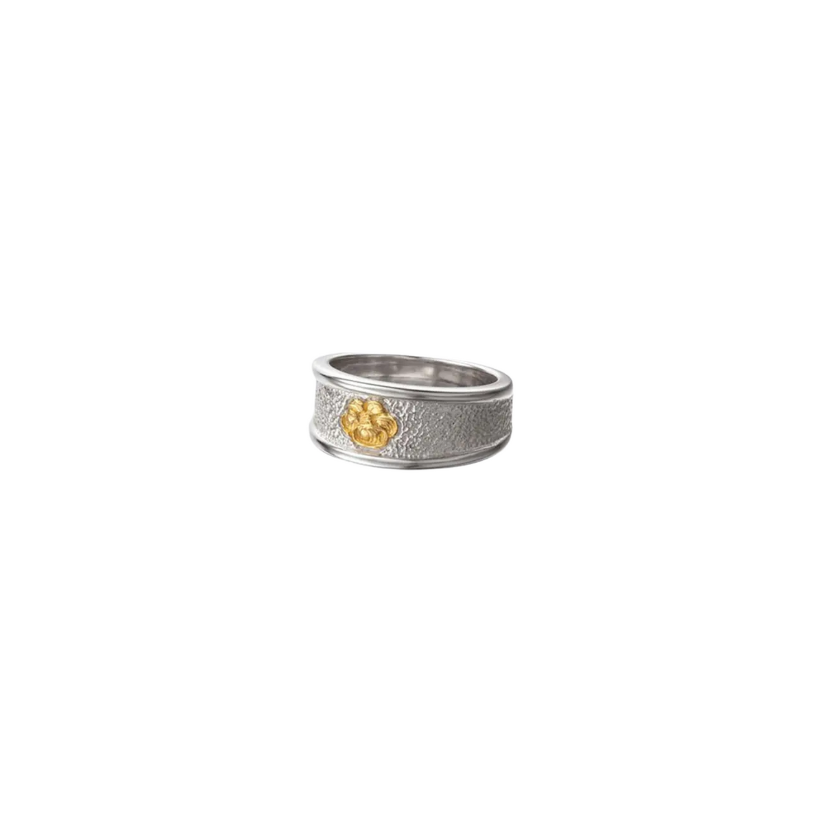Saad Poppy Motif Silver 925 K24 Gold Plated Ring/Finger Ring — No Color — front view
