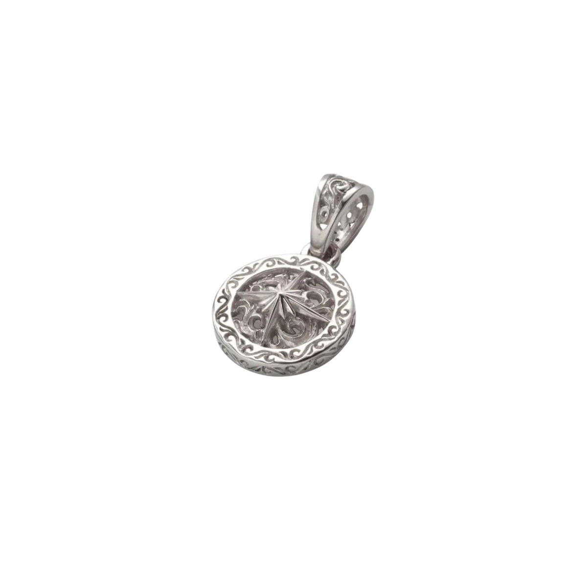 Saad Round Type Sun Symbol Silver 925 Pendant Top — No Color — front view