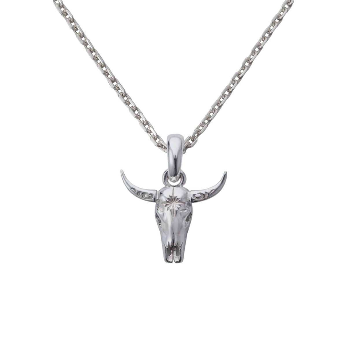 Saad Buffalo Skull Silver 925 Pendant Top — No Color — front view