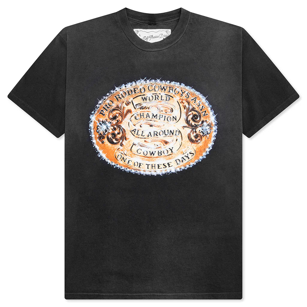One Of These Days World Champions Tee — Sun Faded Black — front view