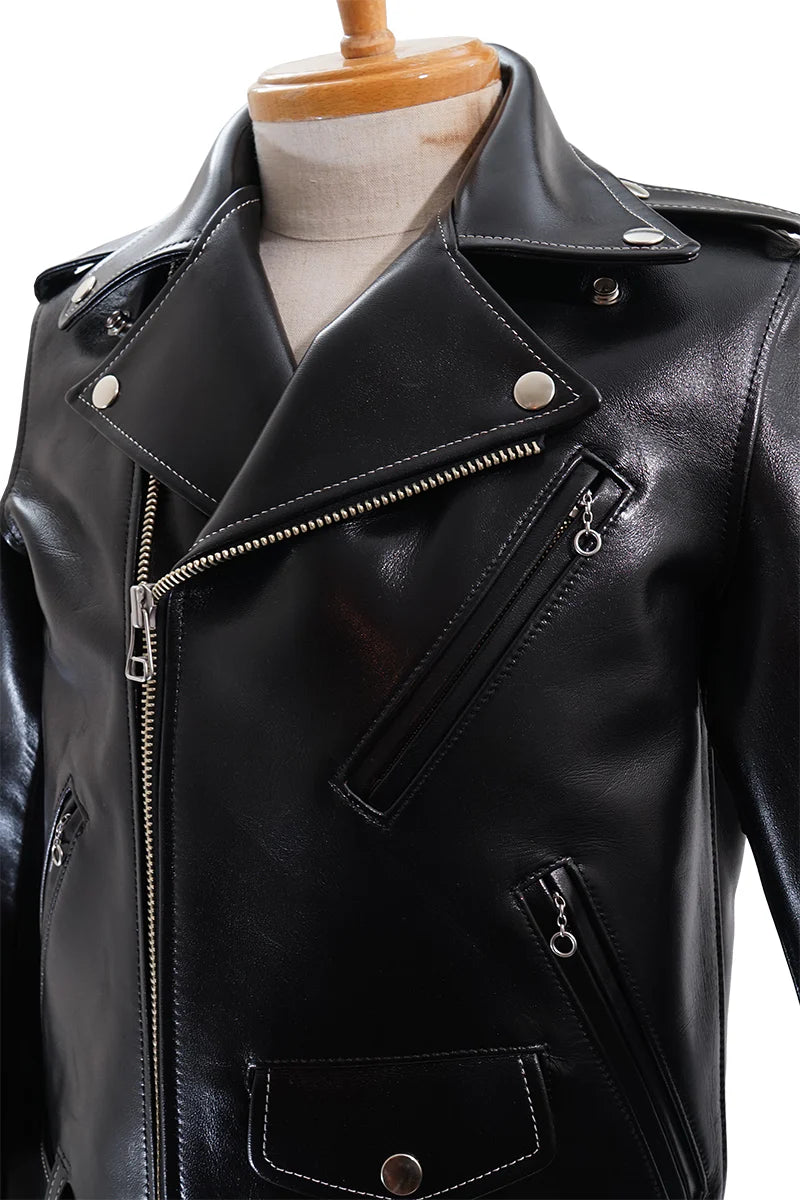 Dry Bones Horse Hide Motorcycle Jacket — Black — view 11