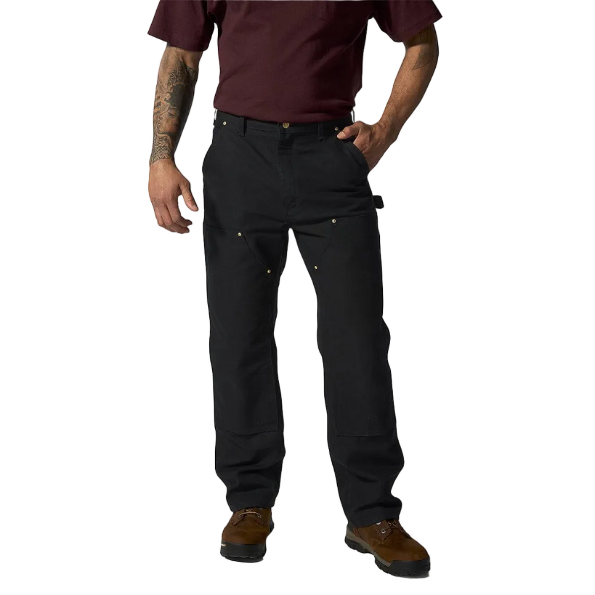 Carhartt B01 Loose Straight Firm Duck Double-Front Dungaree — Black — front view