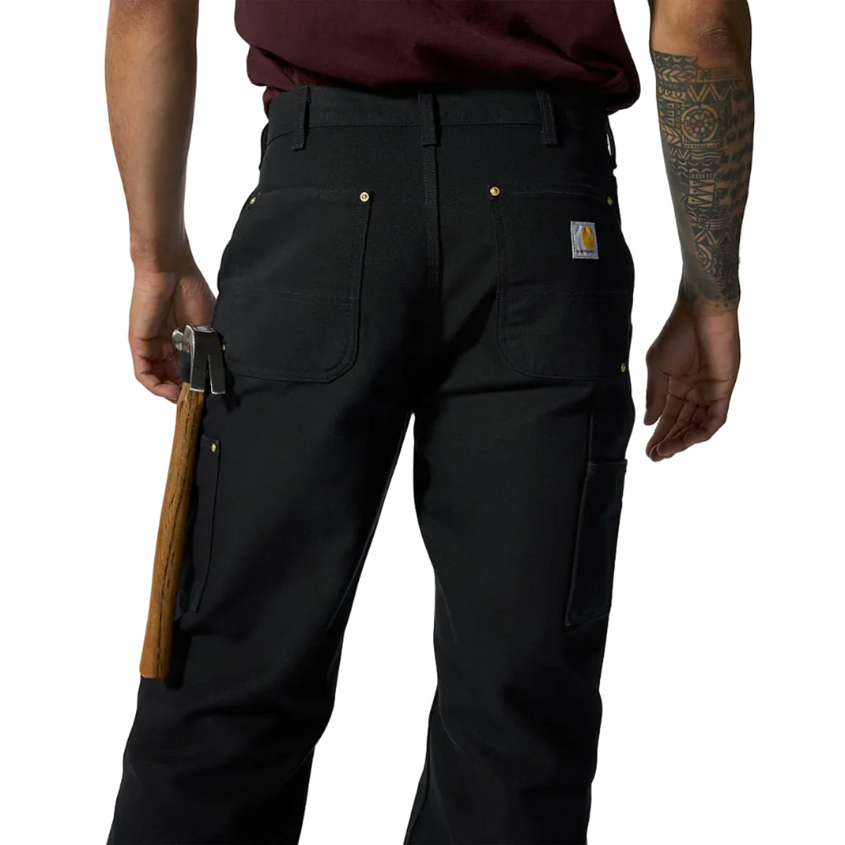Carhartt B01 Loose Straight Firm Duck Double-Front Dungaree — Black — view 4