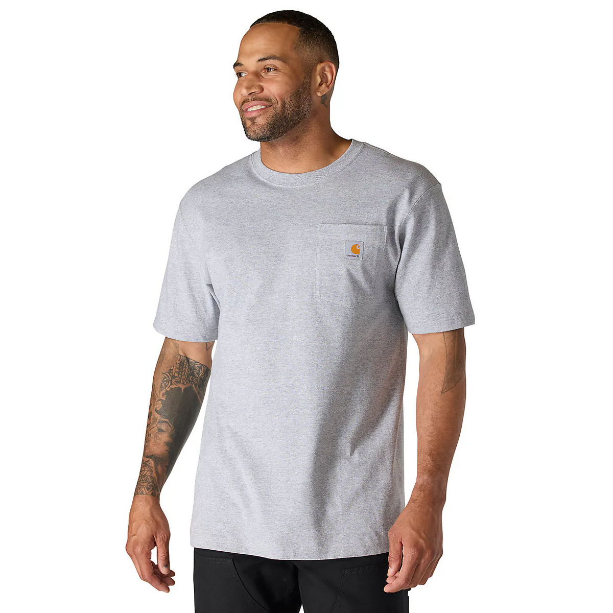 Carhartt Loose Fit Heavyweight Short-Sleeve Pocket Tee — Heather Gray — front view