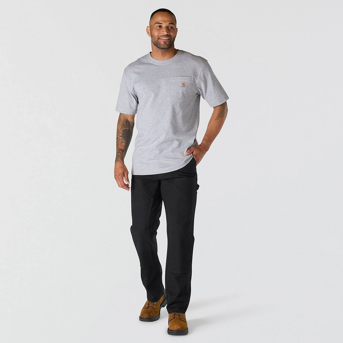 Carhartt Loose Fit Heavyweight Short-Sleeve Pocket Tee — Heather Gray — view 5