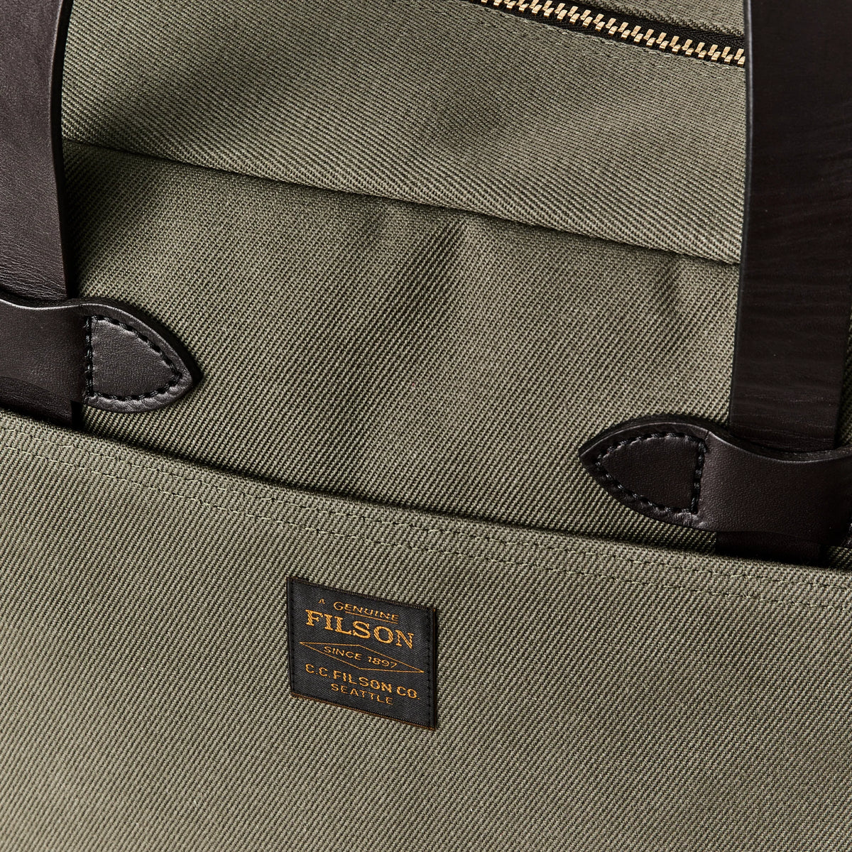 Filson Rugged Twill Zipper Tote Bag — Otter Green — view 3