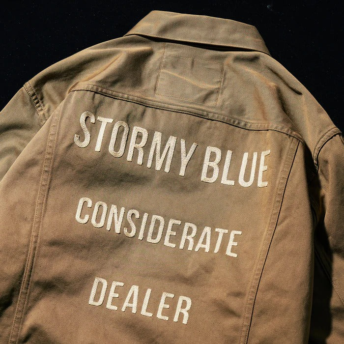 Pherrow's Stormy Blue Trucker Jacket — Moka — view 3