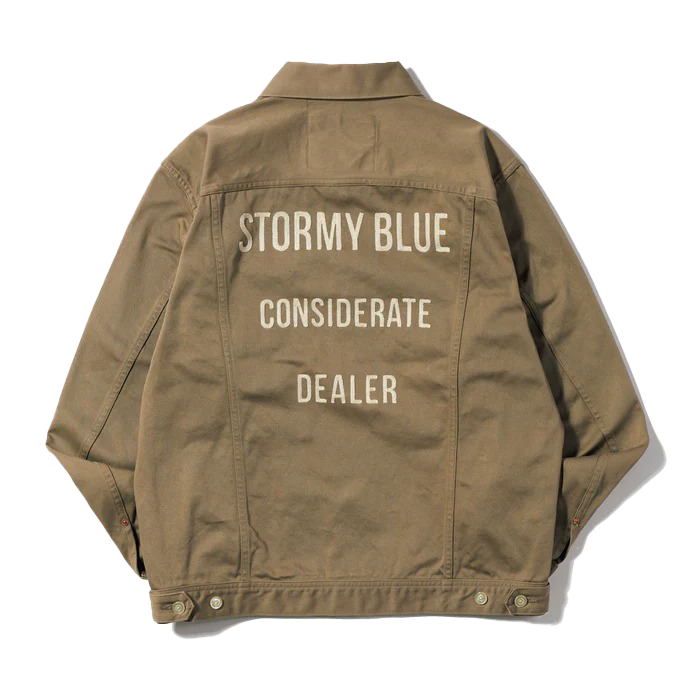 Pherrow's Stormy Blue Trucker Jacket — Moka — view 2